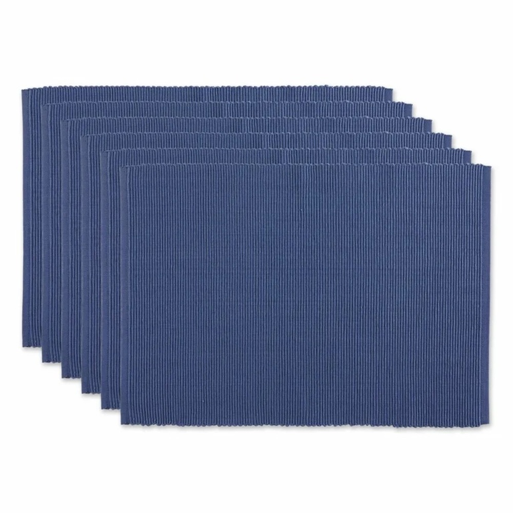 Set of Blue Ribbed Placemats